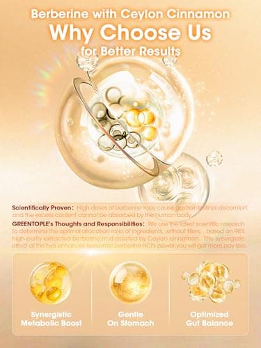 GREENPEOPLE Liposomal Berberine HCL1300mg - Berberine Supplement with Ceylon Cinnamon Activates AMPK - High Absorption Formula Healthy Weight Support – Non-GMO/Vegan – 60-Day view 4