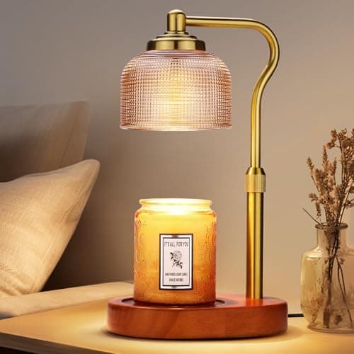 Kadrama Candle Warmer Lamp Electric Candle Warmer with Timer Dimmable Candle Lamp Warmer with 3 Bulbs Height Adjustable Wax Melt Warmer for Bedroom Home Decor, Amber Gold — image 1