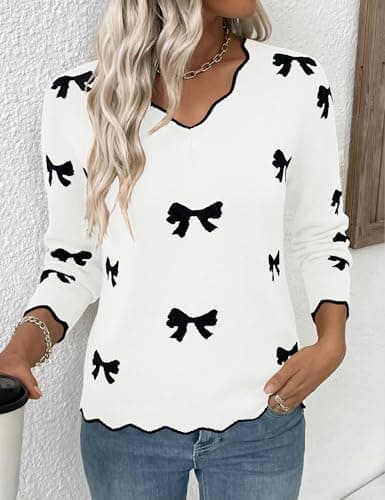 LaGracia Womens Fall V Neck Sweater 2026 Lightweight Casual Long Sleeve Ribbed Knit Pullover Sweaters Dressy Fall Outfits view 3