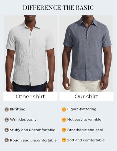 PJ PAUL JONES Mens Short Sleeve Button Down Shirt Casual Summer Shirts Textured Beach Vacation Shirts for Men view 5