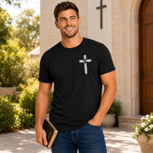 Christian Shirts for Men: Stretch Faith Cross Bible Verse Costumes Tee view 2