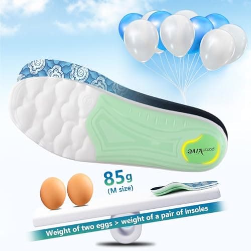 Plantar Fasciitis Arch Support Insoles for Men Women,Flat Feet Insoles,Supercritical Foam Orthotic Shoe Inserts with Sweat-Wicking Fabric,Shock Absorption Athletic Inserts,Standing All Day-L view 3