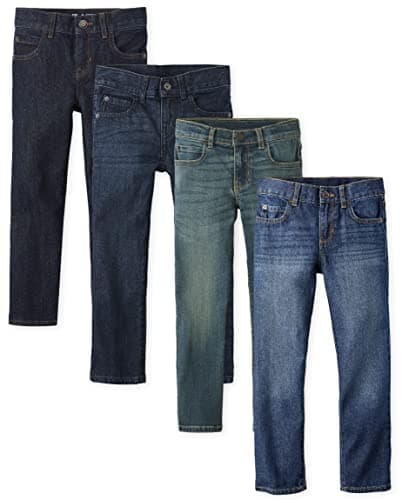 The Children's Place Boys Basic Straight Leg Jeans,Carbon Wash/Deep Blue Wash/Dk Juptier/Dk Rinse Wash 4 Pack,8