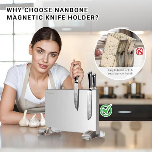 Magnetic Knife Block Stand Without Knives Double Sided Magnetic Knife Holder Rack for Kitchen Counter Stainless Steel Knife Magnetic Strip Display Stand Storage Organizer view 5