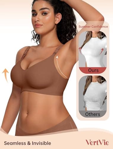 Vertvie Womens Wireless Jelly Bras No Underwire Push Up Seamless Bra Supportive Full Coverage Bralette Regular and Plus Size view 3