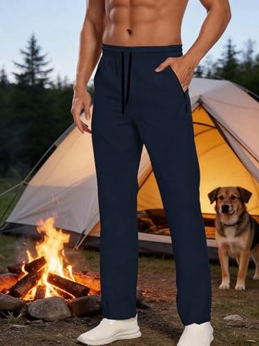 TOIUUI Mens Joggers Hiking Pants Lightweight UPF 50 Water Resistant Quick Dry Athletic Zipper Pocket Travel Workout Running view 3