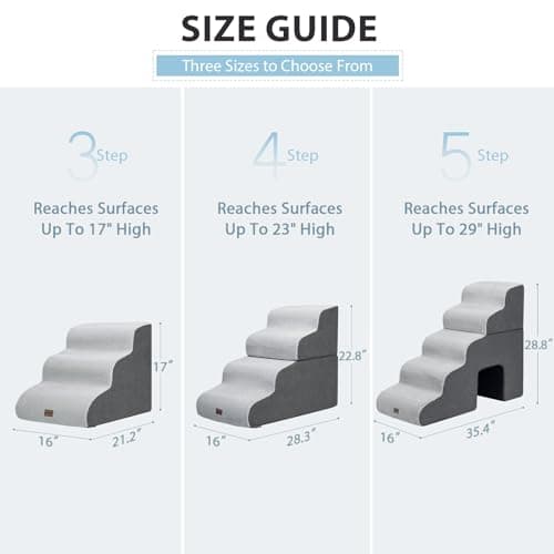 Garnpet Dog Stairs for High Beds, 4-Step Dog Steps for Small Dogs and Cats, Foldable Pet Stairs for High Bed Climbing, Non-Slip Balanced Pet Step Indoor, Dark Grey view 4