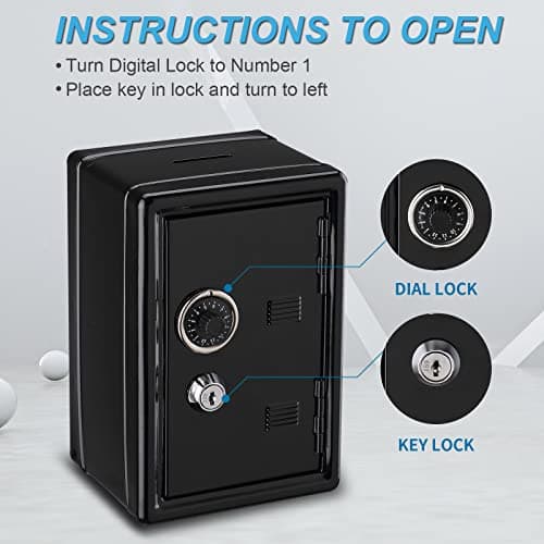 Younion Money Safe and Cash Lock Box, Mini Size Security Safe Box for Money Jewelry and valuables, 4.6"x 4.2"x 6.9" Black view 6