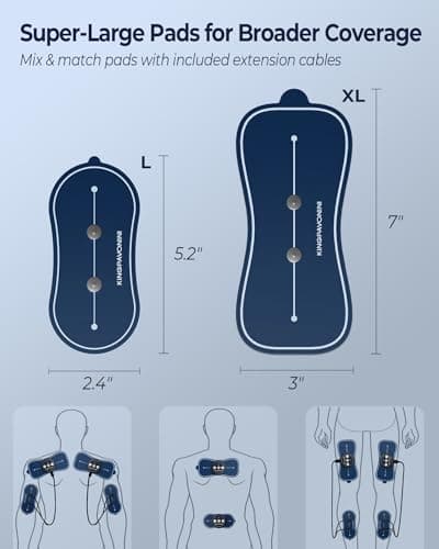 KingPavonini Wireless TENS Unit Muscle Stimulator, Back Pain, Model SM9116 | Wireless TENS with Remote, Storage Box, 4 Ultra-Large Pads for Back Shoulder Waist Pain, 20 Intensities, Gift for Men, Women view 5