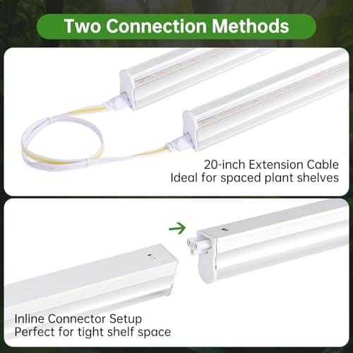 DingChen T5 Grow Lights, 2FT 120W (8×15W, 1000W Equivalent), Full Spectrum Grow Lights for Indoor Plants, 4000K, Plug and Play, Easy to Install, for Greenhouse & Plant Shelves (8 Pack) view 4