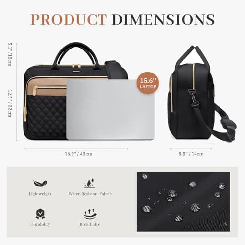 Laptop Bag for Women 15.6Inch Work Tote Computer Briefcase Waterproof Handbag Shoulder Teacher Office Crossbody Purse view 5