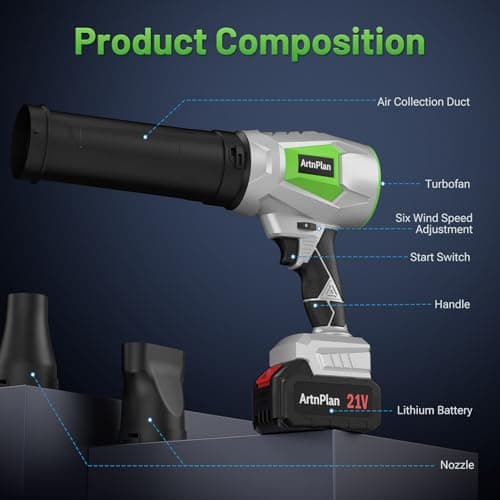 Leaf Blower Cordless - 950,000 RPM with 21V & 4.0Ah Battery and Fast Charger, Handheld Blower Electric for Patio, Lawn, Yard, Snow, Car Cleaning, Lightweight and Portable view 3