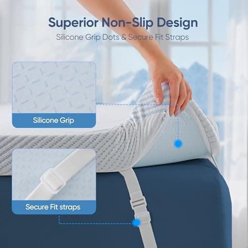 3 Inch Queen Size Gel Memory Foam Mattress Topper High Density Cooling Pad Pressure Relief Bed Topper with Removable & Washable Cover - Nanoocool™ view 3