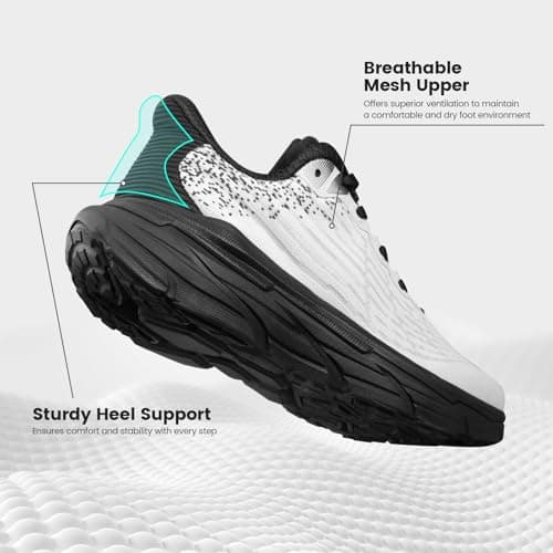 TDIDIS Women's Lightweight Walking & Running Shoes - Breathable Non Slip Sneakers with Cushioned Comfort for Gym, Tennis, Workout Black/White view 3