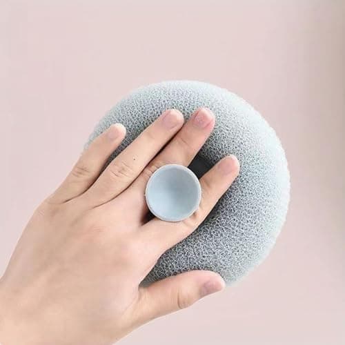 Iosjeude 2 PCS Suction Cup Bath Ball, Super Soft Sunflower Suction Cup Bath Ball Shower Sponge Exfoliating Shower Ball Bath Sponges Shower Loofah Sponges to Scrub Body and Enjoy Shower Apricot & Blue view 7