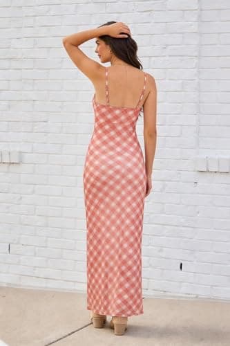 ZAFUL Womens 2026 Summer Maxi Dress Spaghetti Strap Mesh Stretch A Line Dresses Casual Beach Wedding Guest Slip Long Sundress view 5