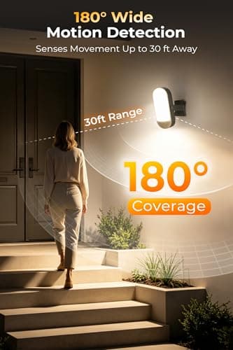 Rechargeable Motion Sensor Outdoor Light, 10000mAh Battery Security Light with Remote, 3 Modes, Red Alert, Dimmable 3CCT IP65 Waterproof Lamp for Porch Garage Backyard view 2