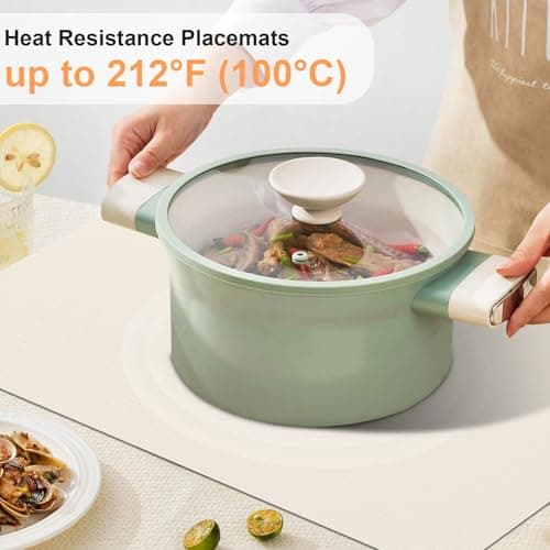 Boobezeen Faux Leather Placemats Set of 6, Heat Resistant Wipeable Washable Vinyl Place Mats, Waterproof Anti-Slip Dining Table Mats, Suitable for Indoor & Outdoor Use (Ivory White) view 4