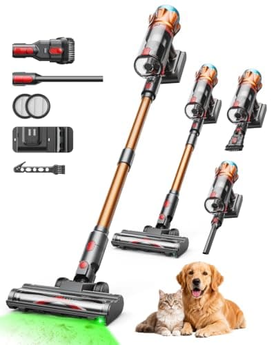 Cordless Vacuum Cleaners for Home, Powerful 8-in-1 Lightweight Stick Vacuum | Self-Standing, 1.8L Duct Cup, Anti-Tangle Brush, LED Light, Rechargeable Battery Vac for Home, Hard Floor, Carpet, Pet Hair — image 1