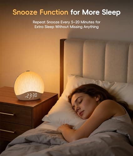 ecozy Sunrise Alarm Clock, White Noise Machine, Sound Machine for Bedroom | Wake Up Light with BT Speaker, 26 Sleep Sounds, 17 Night Lights, Dimmable Digital Clock for Adults, Kids view 6
