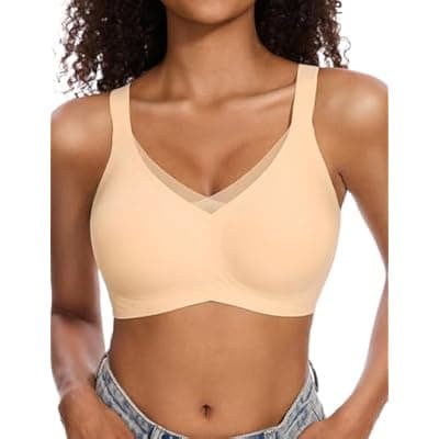 Vinfact Womens V Lace Wireless Seamless Bras No Underwire Comfort Push Up Bras Supportive Full Coverage Bralettes T Shirt Bra