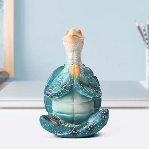 Boobezeen Sea Turtle Meditation Yoga Decor, Zen Resin Statue & Garden Figurine of Meditating Turtle — Coastal Beach & Home Office Desk Decorations, Calming Gift for Mom (Blue Prayer) view 2