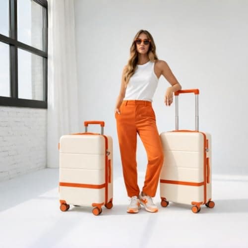 Maungti Luggage Sets, 2 Piece Suitcase set with wheels Tsa Lock 20/24 inchi Hardshell Waterproof Travel Suitcases luggage for Women/Men/Family (Orange) view 2