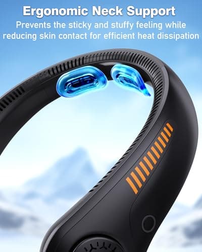 EYERZ Portable Neck Fan - Rechargeable Personal Fan with Neck Support, 5-Speed Quiet Lightweight Long Lasting Neck Fan, Fathers Day, Mothers Day Gifts, Full Surround Cooling for Travel, Hot Flashes view 2