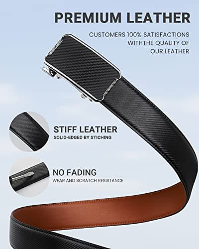 Zitahli Belt Men,Leather Ratchet Belt for Men Dress Casual Every Day with Adjustable Buckle,Trim to Fit For Gift view 4