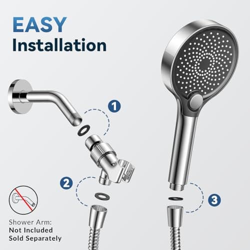 Filtered Shower Head with Handheld, High Pressure Shower Head with Filters, 3 Modes Water Softener Shower Head with Detachable Filters, Reduce Dryness on Skin and Hair, Premium Chrome view 6