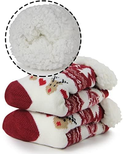 BenSorts Women Winter Thick Slipper Socks with Grippers Non Slip Warm Fuzzy Socks Christmas Gifts view 3