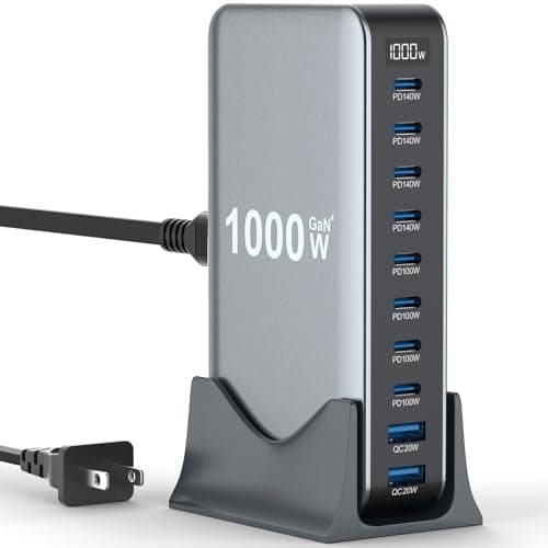 1000W USB C Fast Charger Block, 10 Port USB Charging Station, GaN Ⅳ Pro 140W PD PPS Port for Multiple Devices,Laptop Wall Charger Compatible with DELL, HP, MacBook Pro,iPhone17/16 pro,Galaxy S24. — image 1