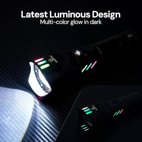 Super Bright Flashlight 100000 High Lumens Rechargeable,Powerful Long Distance 3280ft Strong LED Flash Lights,Long Lasting 10H LCD Digital USB Discharging Function,Focus & Brightness Adjustable view 2