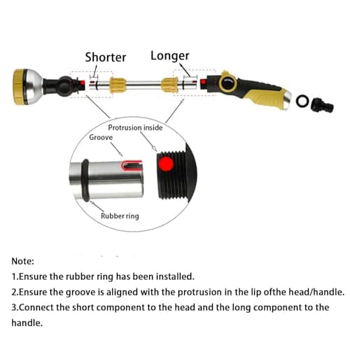 17.5" Multi-Pattern Watering Wand with Thumb Control & 180° Water Nozzle | 8 Spray Modes for High-Pressure Cleaning, Pet Bathing, Gardens, Hanging Baskets | Fits Standard Garden Hoses view 6