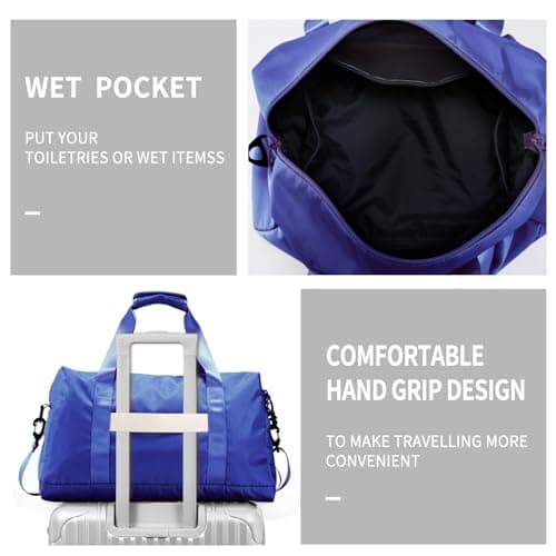 Travel Duffle Bag,Sport Gym Bag for Men And Women with Wet Pocket,Weekender Bag Carry On Tote Bags for Airplane view 3