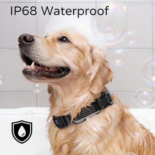 ILFINDYOU AirTag Dog Collar,Dog Collar with Airtag Holder,IPX8 Waterproof Safety Thread Protection Holder and Personalized Stripe,Air Tag Dog Collar Holder for Small,Medium to Large Dogs (C.Blue,M) view 5