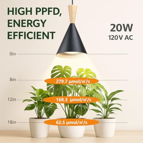 VALIKIY Hanging Grow Lights for Indoor Plants, Full Spectrum, with Timer and 15FT Power Cord, 20W Pendant Plant Lights for Indoor Growing, Large Tall Plant, Garden, Flowers, Greenhouse. view 4
