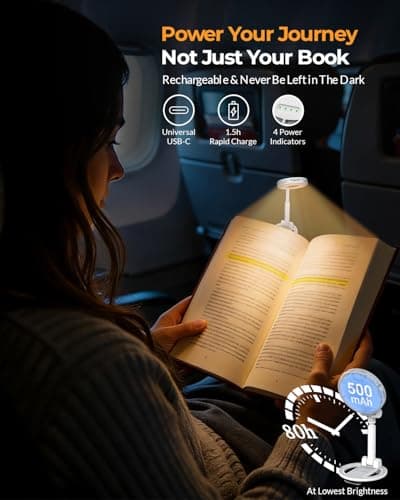 EastPin Book Light for Reading in Bed: Rechargeable 18 LED Clip on Reading Light with Timer & Memory Eye-Caring 3 Color Temperature Stepless Dimming Night Reading Lamp Gifts for Book Lovers Men Kids view 6