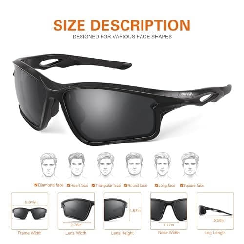 suoso Polarized Sports Sunglasses Men: Running Sunglasses Women UV400 Protection Wrap Around Glasses for Fishing Driving TR90 view 6
