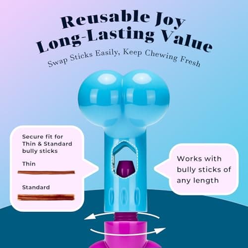 Apasiri Bully Stick Holder for Medium/Large Dogs - Anti-Choking, Prevents Swallowed Ends - Nylon Dog Chew Toy - Dishwasher Safe, Pink view 5