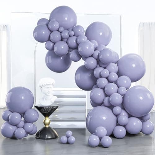 PartyWoo Dusty Blue Balloons 100pcs Different Sizes Pack of 18 12 10 5 Inch Boho Dusty Purple Muted Lavender Balloon Arch Kit for Baby Shower Anniversary Graduation Birthday Party Decorations Blue-F16 view 1