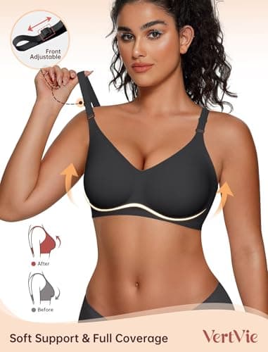 Vertvie Womens Wireless Jelly Bras No Underwire Push Up Seamless Bra Supportive Full Coverage Bralette Regular and Plus Size view 2