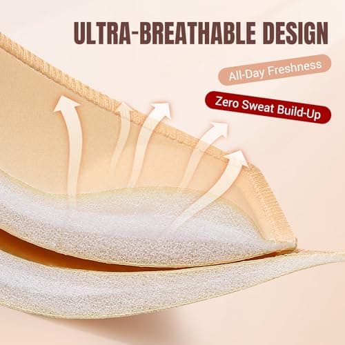 ElaGlow Bra Inserts 4 Pairs, Sports Bra Pads Inserts for Women, Sew in Bra Cups for Dresses, Bathing Suit Inserts (Large, Beige) view 3