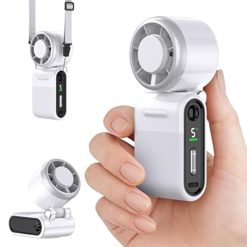 iFunSky Mini Portable Handheld Turbo Fan – Small but Mighty, Whisper-Quiet, Long-Lasting, 5-Speed High-Velocity Rechargeable battery Fan, Personal Fan for Outdoor, Travel, Gifts for Women & Men(White) view 1