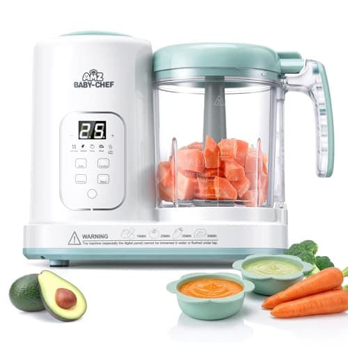 Baby Food Maker Pro Steamer Blender: 4 in 1 Auto Steam Blend and Puree Maker with Self-Clean for Healthy Baby and Toddler Meal Prep - BPA-Free White+Green — image 1