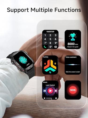 mkzea Blood Pressure Watch Men, IP68 Waterproof Blood Pressure Watch, 1.96" High-Resolution Touch Screen Smart Fitness Tracker with 100+ Sport Modes Compatible with Android and iOS, Black view 6