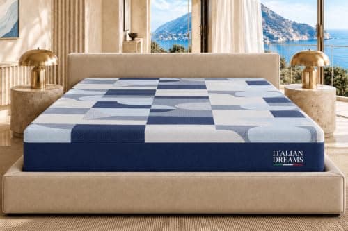 Italian Dreams 12 Inch Queen Hybrid Mattress, Pocket Springs & Cooling Gel Memory Foam, Medium Firm, Luxury Mattress Made in Europe, Fiberglass Free, CertiPUR & Oeko-TEX Certified, 10-Year Warranty — image 1