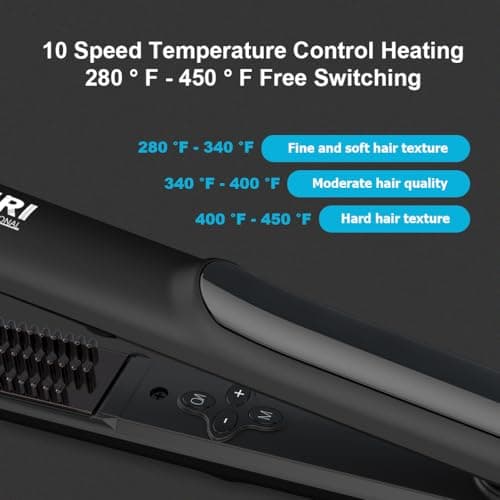 JINRI Curling Wand & Flat Iron & Hair Straightener and Hair Brush, Fast Heating Ceramic 3-in-1 Flat Iron, Best Hot Tools Professional Hair Iron, Black view 6