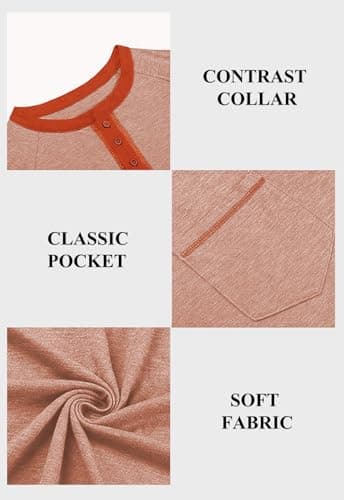 KUYIGO Mens Henley Short Sleeve T Shirt Casual Button Basic Tee Shirts Summer with Pocket view 6