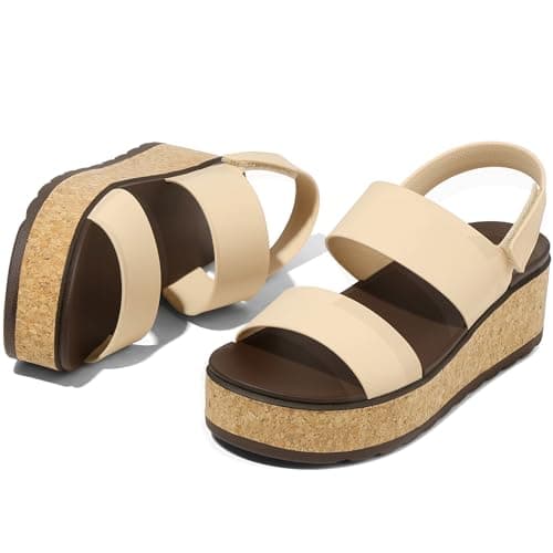 Marc Ford Women's 2026 Platform Wedge Cork Sandals Chunky Lug Sole Lightweight Comfortable Summer Beach Vacation Walking Shoes Resort Wears view 5